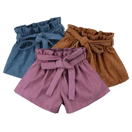 crianças bebê Corduroy Bow Shorts irritar PP Calças crianças INS calções 2020 Verão pão calções 3 cores C5915