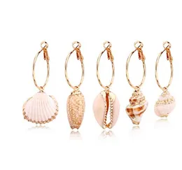Unique Classical Colorful Shell Long Drop Earrings Women GirlJewelry European Bohemia White Conch Dangle Earrings GB892