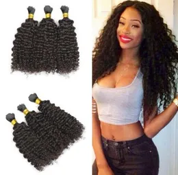 Mongolian Afro Kinky Bulk 100g Kinky Curly Bulks Human Hair For Braiding No Attachment