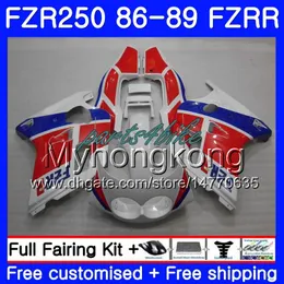 Kropp för Yamaha FZRR FZR 250R FZR250 FZR250R 86 87 88 89 249HM.18 FZR250RR FZR-250 FZR 250 1986 1987 1988 1989 Stock White Red Fairings Kit