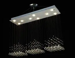 Modern Contemporary Crystal Chandelier Lighting Rectangle Rain Drop Chandeliers Light with Crystals Balls H31" L48" W12"