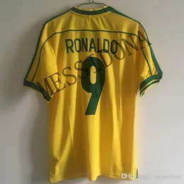 1998 브라질 레트로 축구 유니폼 라이벌도 r 카를로스 클래식 빈티지 태국 품질 셔츠 Camiseta Maillot Kits 남자 Maillots de Football Jersey