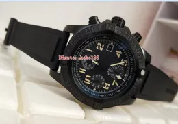 Fashion High quality Wristwatches SuperAvenger 47mm Black PVD Coating Rubber Bands Strap VK Quartz Chronograph Working Mens Watch Watches