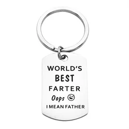 Fathers Gift Key Ring World's Farter Ever Oops I Mean Father Dad Mother Keychain Titanium Steel Keyring Family Jewelry D177f