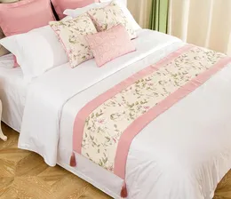 American Idyllic Girl Pink Flower Grama Início Tecido Macio Decoração Home Hotel Roupa de Cama Cama Cauda Toalha Cama Bandeira Da Cama cobrir
