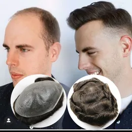 男性のための人間の髪の毛皮のためのHairpieces Pu薄い皮の髪の取り替えの尾瀬vループ薄いスキンメンズトゥピーフルPU