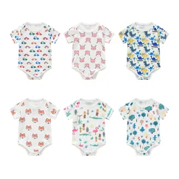 Novas do verão do bebê macacãozinho dinossauro dos desenhos animados Fox dos desenhos animados Imprimir Macacões recém-nascido Cotton Romper Boutique Kids Clothing M1881