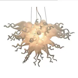 Modern Hand Blown Murano Glass Chandelier Lamps Milky White Color Urban Design for Table Top Decoration