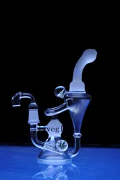 Heady Thick Glass Bongs Hookah Double Recycler Glass Water Pipe Unique Chamber Beaker Base Flower Decor with 14mm Joint Male 7.8Inch Tall