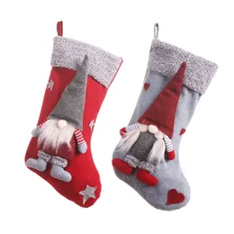 Os titulares das meias do Natal com árvore boneca Xmas 3D Swedish Gnome pendurado pingente Lareira enfeites decorações do feriado JK1910