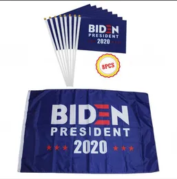 8ピース/ロット2020 Joe Biden Flag Hand Flagsセット米国アメリカ大統領選挙ポリエステル装飾バナーオープンアメリカグレートバナーLjja4138