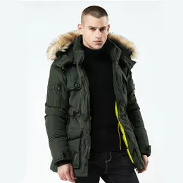 新しい厚い暖かい冬のジャケット男性高品質のパーカーフード付きの毛皮の襟巻いたアウターコート男性服のスタイル