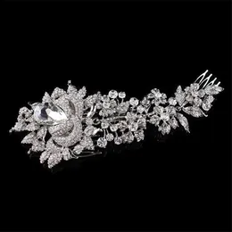 Eleganti accessori per gioielli per capelli da sposa per donna Fascino Fiore di cristallo Pettine per capelli da sposa Pezzi per la testa Forcine per capelli Copricapo