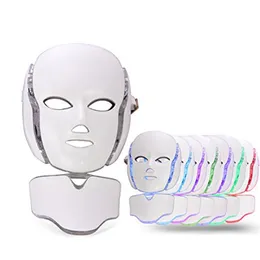 7 Färg PDT Light Therapy Face Beauty Machine LED Facial Neck Mask med mikrourent för hudblekningsenhet Gratis försändelse