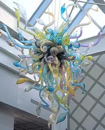 100% munblåst hängslampor ce ul Borosilicate Murano Style Glass Dale Chihuly Art Högt tak hängande ljuskronor Glas