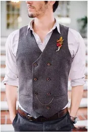 Двубортный жилет Goorm, шерстяной жилет в елочку, приталенный мужской костюм в британском стиле, жилет для выпускного, свадебный жилет290Z