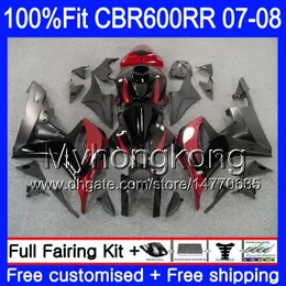 Injeção preta fábrica quente Para HONDA CBR600 RR 07 08 CBR 600F5 600 RR F5 07 08 283HM.45 CBR600F5 CBR 600RR CBR600RR 2007 2008 kits de Carenagem