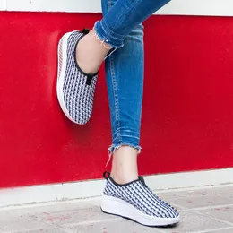 Hot Sale-New Breathable Mesh Platform Shoes Women On Shoes Height Increasing Soft Toning Walking Slimming Shoes