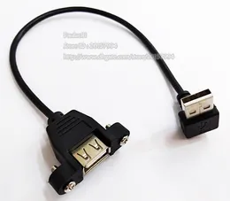 90 degree UP Angled USB 2.0 A Male to Female Extension Cable with Panel Mount Hole about 25cm /5pcs