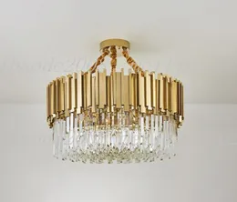 Modern Crystal Lamp Chandelier For Living Room Luxury Gold Round Stainless Steel Chain Chandeliers Lighting 110-240V MYY317T
