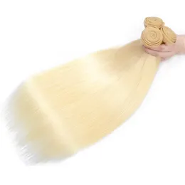 10a Weft Weft Blonde Włosy Tkactwo # 613 Blondynka Kolor Jedwabisty Prosto Brazylijski Dziewiczy Ludzki Wiązki Włosów Dla Kobiety Szybka Darmowa Wysyłka