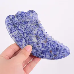 Gua SHA Narzędzie Naturalne Niebieski Sodalite Guasha Grzebień Grzebień Spa Akupunktura Zdroty Healing Kamienny Masaż Masaż Naczynia Korpusu Narzędzie do pielęgnacji skóry