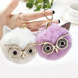 10pcs/Lot Girls Jewelry Key Chains Fashion Owl Fluffy Cute Key Ring Party Gift Car Decorations for Women Bags Pendant Ornament