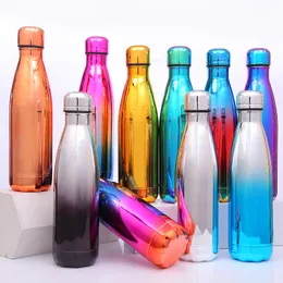 UV-färg 500ml Cola-formad flaska Isolerad dubbelvägg Vakuum Rostfritt Stål Vattenflaska Sport Thermos Bottle Coke Cups CCA11748-A 10PCS
