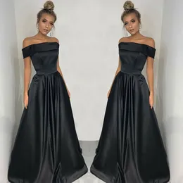 New Fashion Black Girls A Line Evening Dresses Off Shoulder Peats Formella Klänningar Prom Klänningar Special Occasion Dress