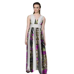 2019 African Bazin Suknie Dla Kobiet Afryki Sukienki Bez Rękawów Dla Kobiet O-Neck w Afryki Odzież Wax Dashiki Tkaniny Wy2912