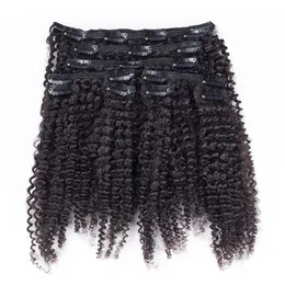 Peruanisches Virgin Natural 12 bis 26 Zoll 100g 120g 140g 160g Afro Kinky Curly 4A Echthaarverlängerung Clip-in