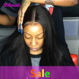 Dianteira do laço Perucas de Cabelo Humano 10A Malaio Em Linha Reta Remy Peruca de Cabelo Para A Mulher Negra Cor Natural Perruques De Cheveux Humains Perucas Dianteiras Do Laço