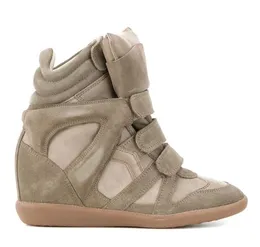 Hot Sale- Box Shoes Isabel Bekett Sneakers in pelle e pelle scamosciata Paris Fashion Designer Classic Marant Scarpe con rialzo in vera pelle