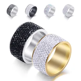 Titanium Aço inoxidável Banda de anel de diamante completo para homens e mulheres Casal 2023 em Icegud de White Lovers Black Lovers Black Wedding Matching Rings Gifts Wholesale