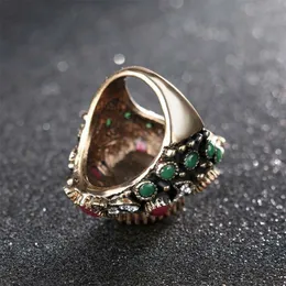 Hurtownia-turecka biżuteria etniczna Duży kolorowy kryształowy pierścień rocznika obrączki dla kobiet pierścionek zaręczynowy biżuteria akcesoria boho