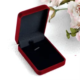 Hot Sale Wholesale 12pc/lot Dark Red Jewelry Pendant Display Box High-grave Necklace Box Velvet Jewelry Gift Box