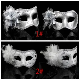 Party Mask Masquerade Hallowmas Venetian Masks Sexiga Kvinnor Blomma Fjäder Halv Ansiktsmaskar Eyemask Cosplay Performance Props