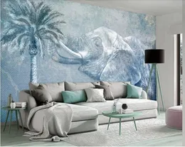 Custom Any Size Murals Wallpaper 3D Stereo Tropical rainforest eleph Wall Painting Living Room TV Sofa Bedroom Backdrop Wall Papel De Parede