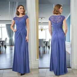 Jasmine Mor of the Bride Dresses 2021 Capped Sleeves Lace Chiffon Evening Gowns Custom Made Floor Length Sheath Bröllop Gästklänning
