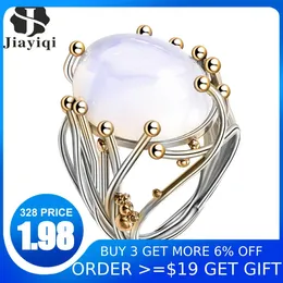 2018 Vintage Prata Natural Moonstone Anel Branco Opal Videira Anéis Para Mulheres Casamento Jóias