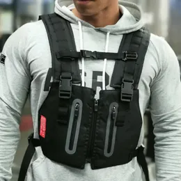 Taktyczna torba na klatce piersiowej funkcjonalny sportowy sportowy torba Mężczyźni odzwierciedlają odbijające górne kamizelki
