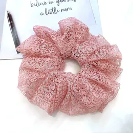 Lace Hair Scrunchies Large Size Hollow Out Elastic Hair Bands Ponytail Holder Elegant Scrunchie Lacy Hair Tie For Girl Women