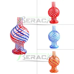 Beracky Stripe Glass Bubble Carb Cap 26mmOD Colorful Glass Carb Caps Smoking Accessories For Beveled Edge Quartz Banger Nails Dab Rigs Bongs