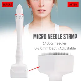 DRS 140 pins Adjustable Microneedle Derma Stamp 0.5~3.0mm stainless pen for Anti-aging Wrinkle Removal Skin Rejuvenation dermaroller Sytem