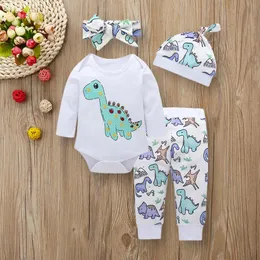 Free ship 2019 new Baby Boy Clothes Summer Brand Infant Clothing 4PCs Romper+Pants+Hat+Headband Outfits newborn clothing conjunto infantil