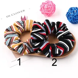 Ponytail Holder Hair Scrunchies弾性ヘアバンドScrunchy Hair Ties RopesニットストライプScruntie女性の女の子1028a