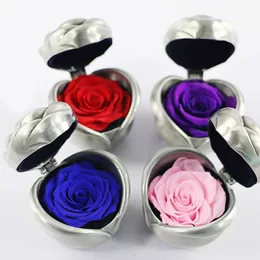 Bröllop Favor Naturlig Frisk Blomma Immortal Rose Mother Day Födelsedag Tjej Vän Present Guest Guide Creative Wed Gift Box