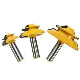 Freeshipping 3 SZTUK 1/2 cala Blokada trzpienia Mitruj Klej Router Bit 45 stopni Zestaw do obróbki drewna