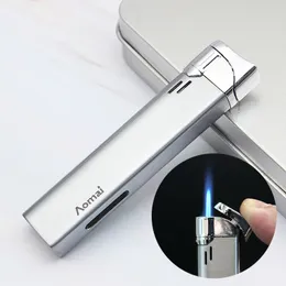 새로운 도착 정품 Aomai Compact Jet Butane Lighter는 부탄 토치 바람 방지 라이터 녹색 불꽃 패션 남성과 여성 조명 최고의 품질을 볼 수 있습니다.