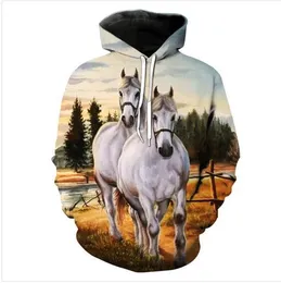 Mens Designer Hoodies For Women Men Par Sweatshirt Lovers 3D White Horse Hoodies Coats Hooded Pullovers Tees Clothing WP025